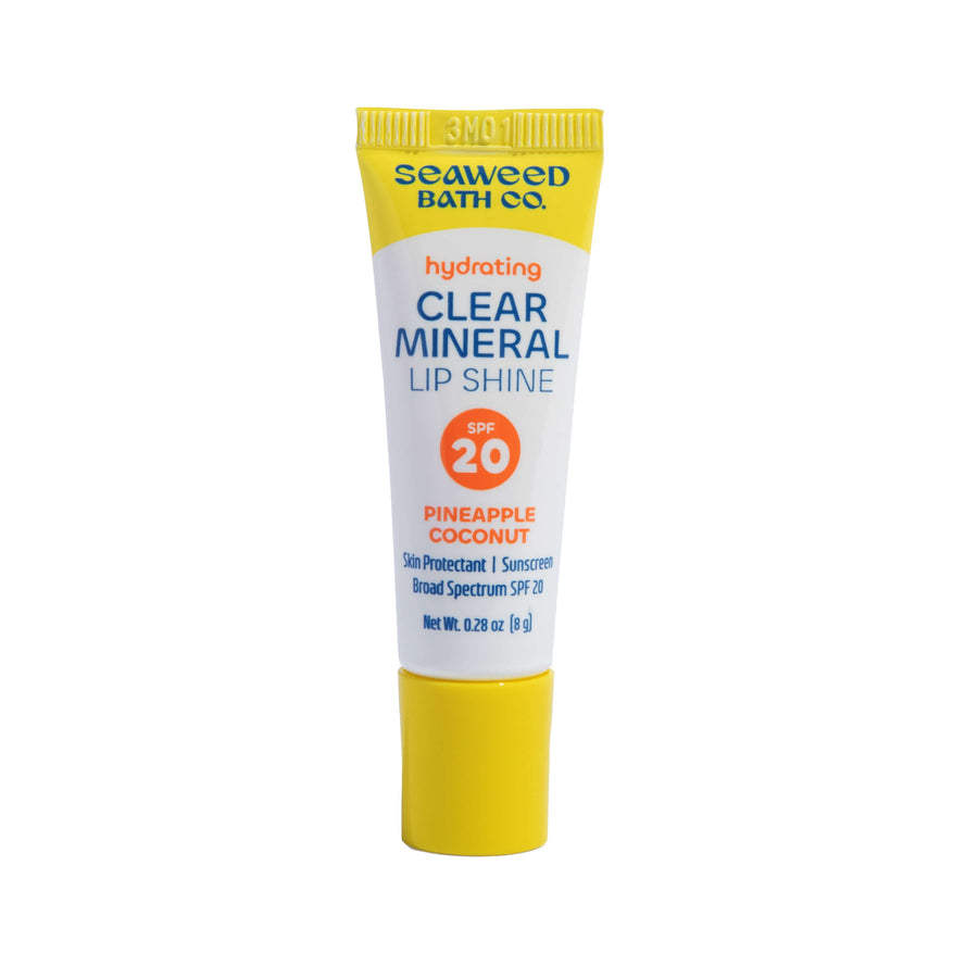 Seaweed Bath Co. Hydrating Clear Mineral Lip Shine SPF 20. Front of tube.