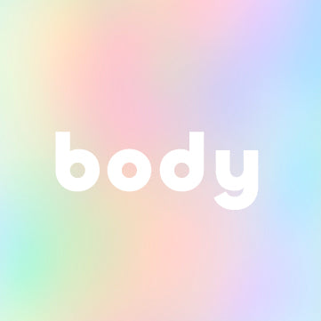 the word body on rainbow background