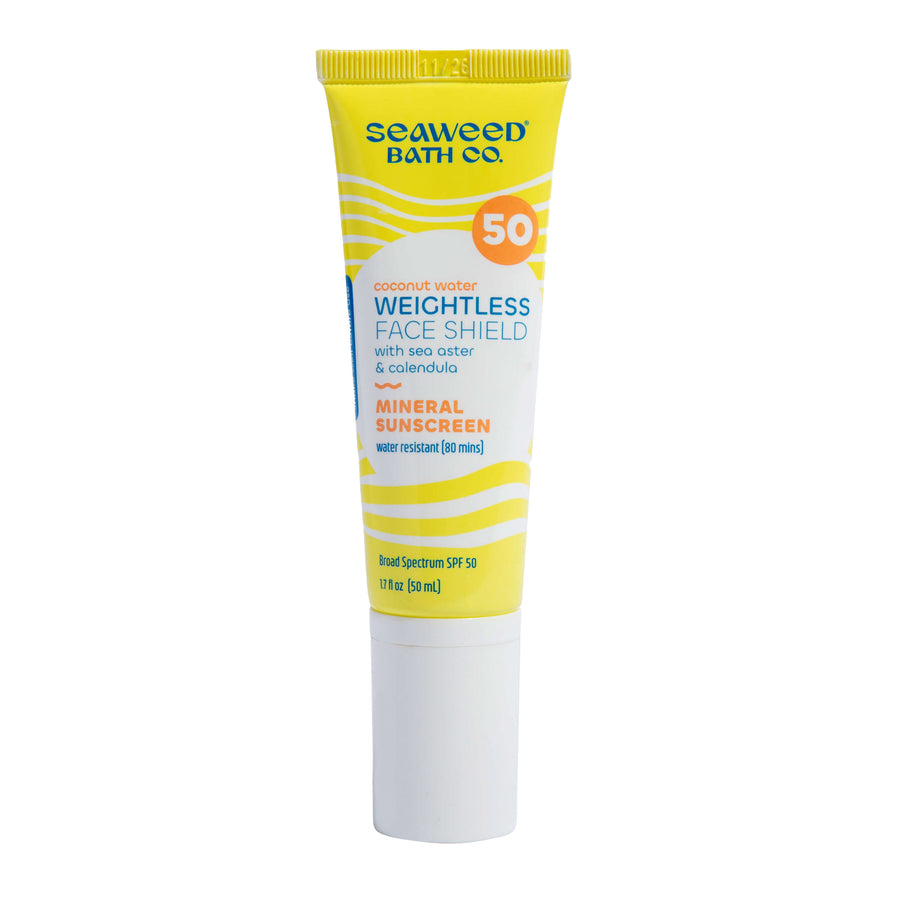 Weightless Face Shield SPF 50. Front of tube.