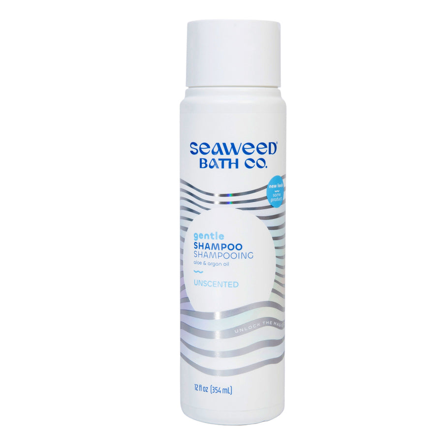 Gentle, Hydrating, Moisturizing Shampoo With Argan Oil And Aloe Vera in Unscented Scent Bottle. Seaweed Bath Co.