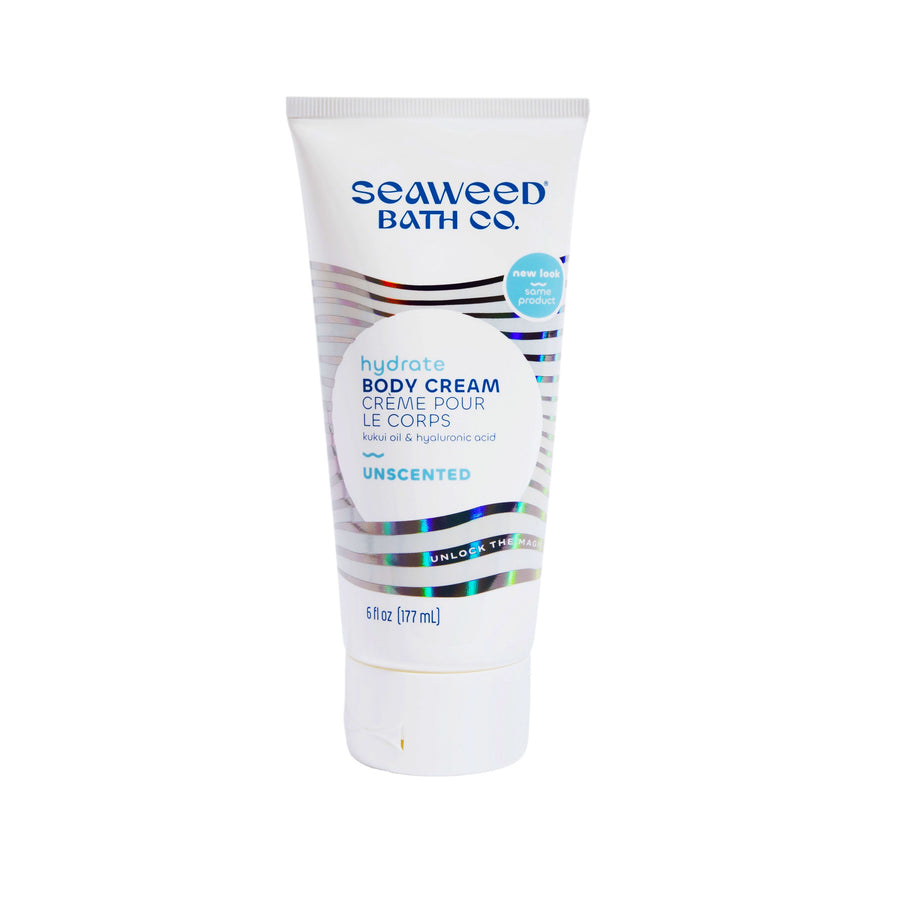 Hydrate Body Cream in Unscented Front of Tube With Kukui Oil and Hyaluronic Acid. Seaweed Bath Co.