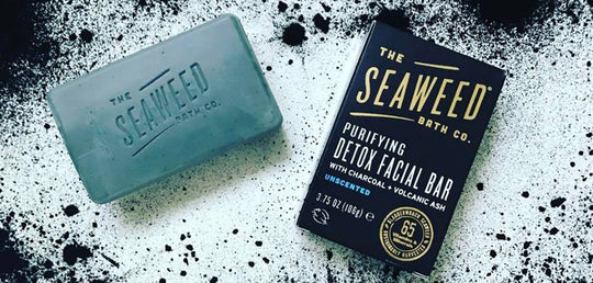 The Seaweed Bath Co. Purifying Detox Facial Bar and box.