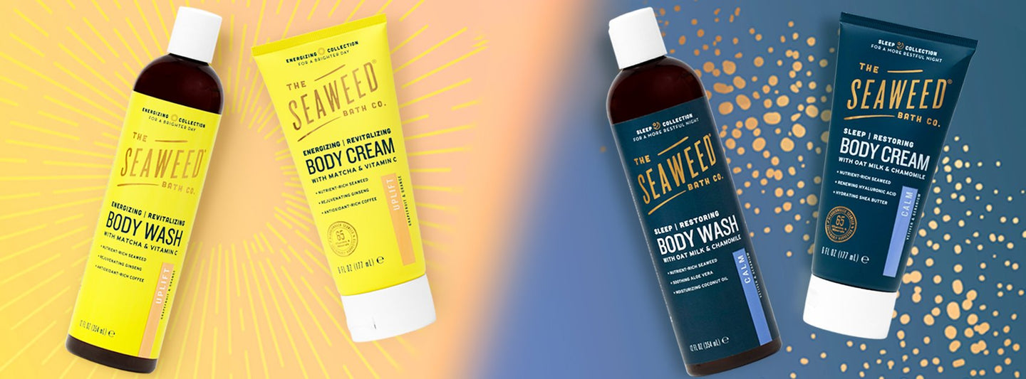 The Seaweed Bath Co. EEnergizing Revitalizing Body Wash/Cream and Sleep Restoring Body Wash/Cream details.