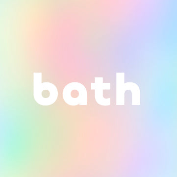 the word bath on rainbow background
