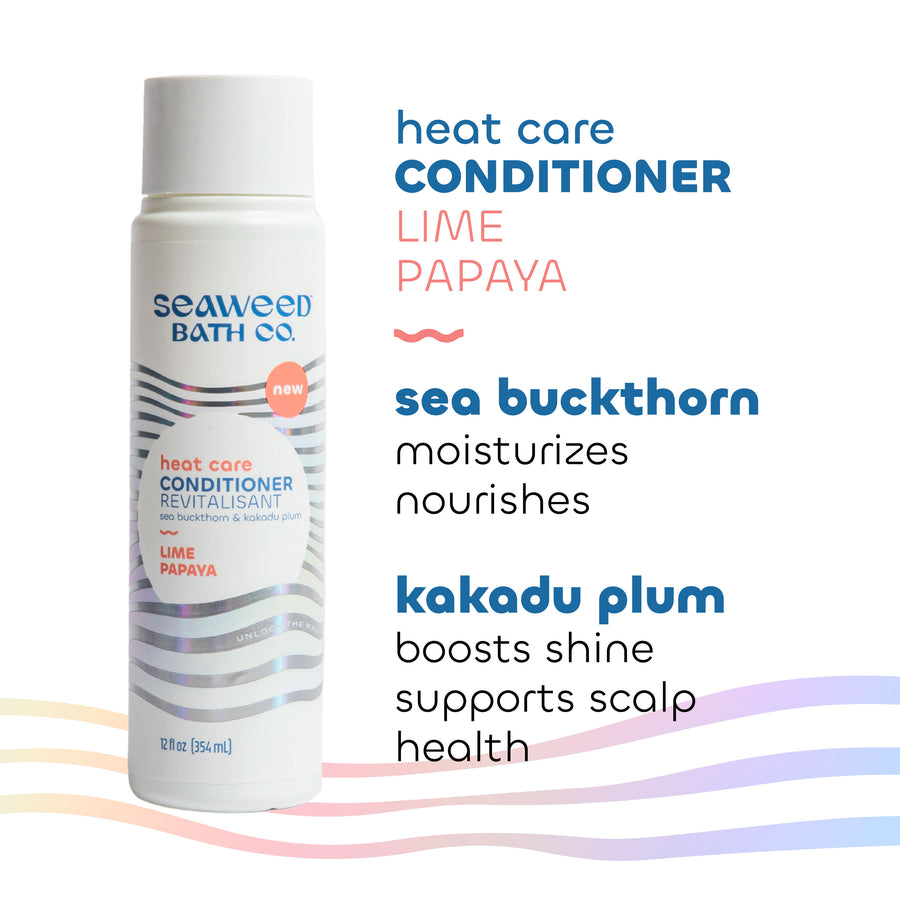 Heat Care Conditioner with key ingredients Sea Buckthorn and Kakadu Plum. Seaweed Bath Co.
