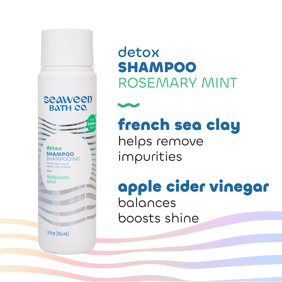 Key Ingredients of Seaweed Bath Co. Detox Shampoo in Rosemary Mint Scent.
