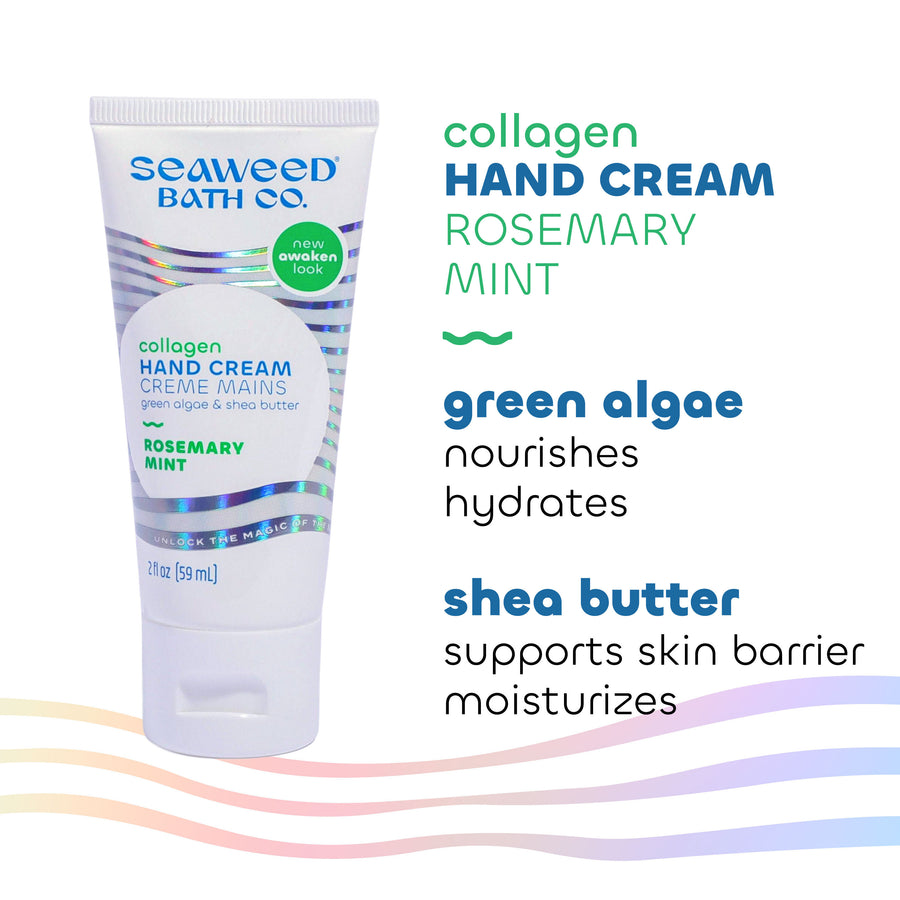 Seaweed Bath Co. Collagen Hand Cream with key ingredients green algae and shea butter/