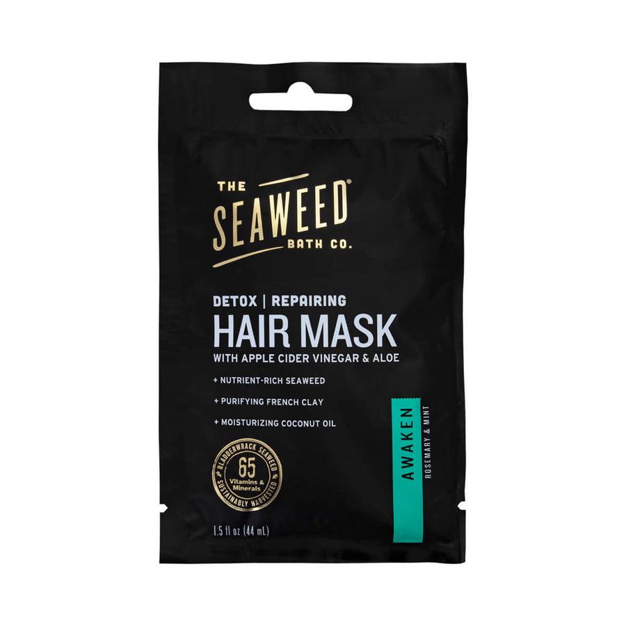 Detox Repairing Hair Mask Ingredients Of Apple Cider Vinegar - Awaken (Rosemary + Mint) Pack. The Seaweed Bath Co.